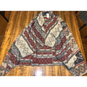 Tribal Jeans Small Open Front Cardigan Wool Blend Sleeveless Native Aztec
